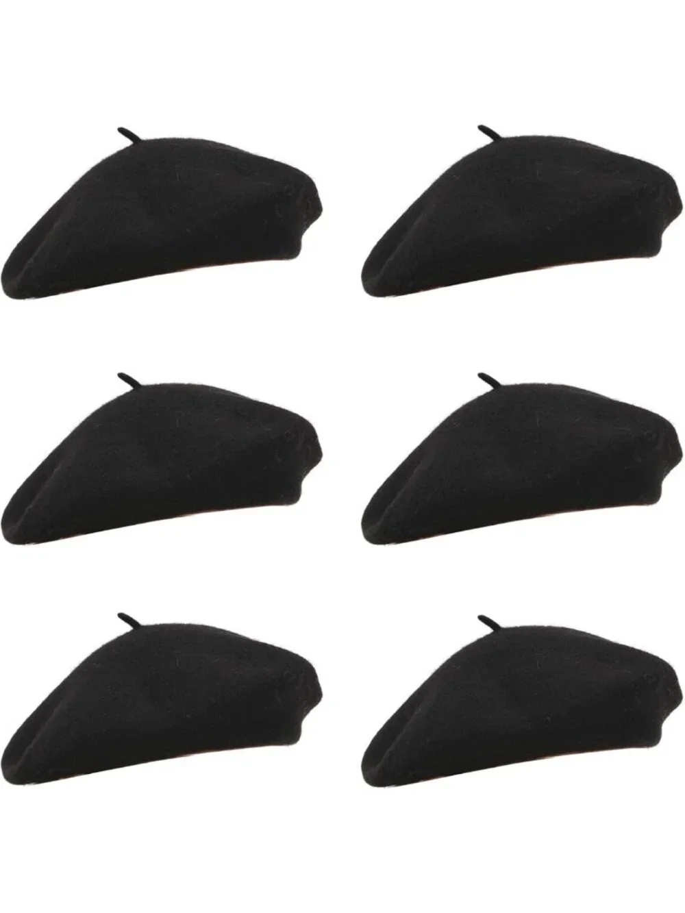 6-Piece Wool Beret Set for Women | French Artist Hats | Solid Color Costumes